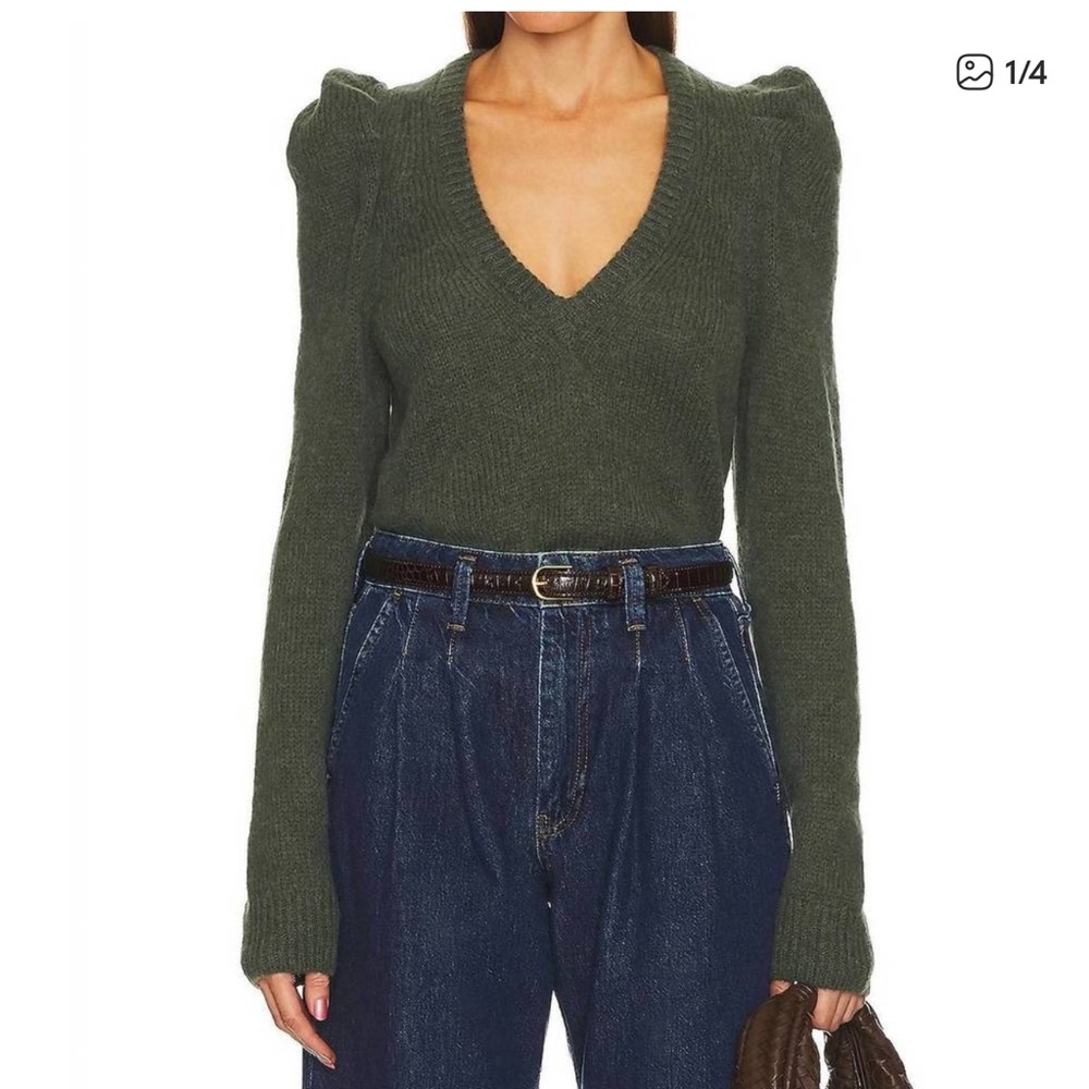 Nation LTD “Lara” wool v neck sweater in stoned moss